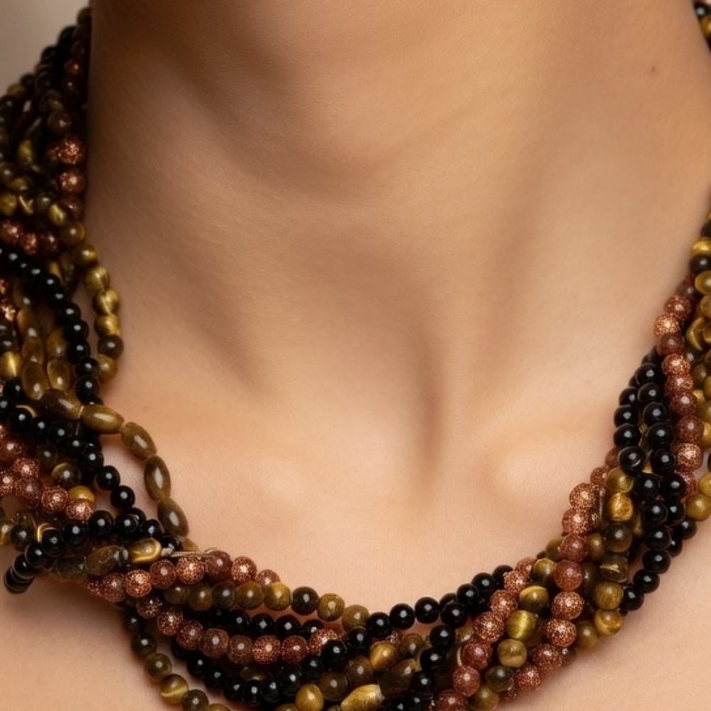 Multicolor Beaded Twisted Statement Necklace - Wo… - image 8